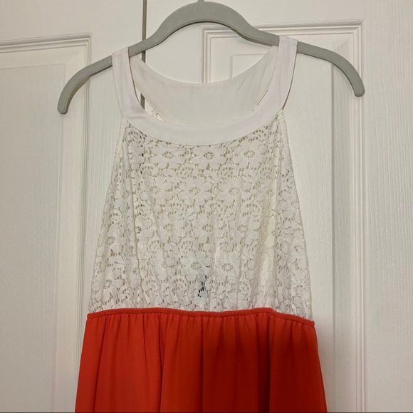 White and Red High Low Midi Dress - Picture 4 of 8